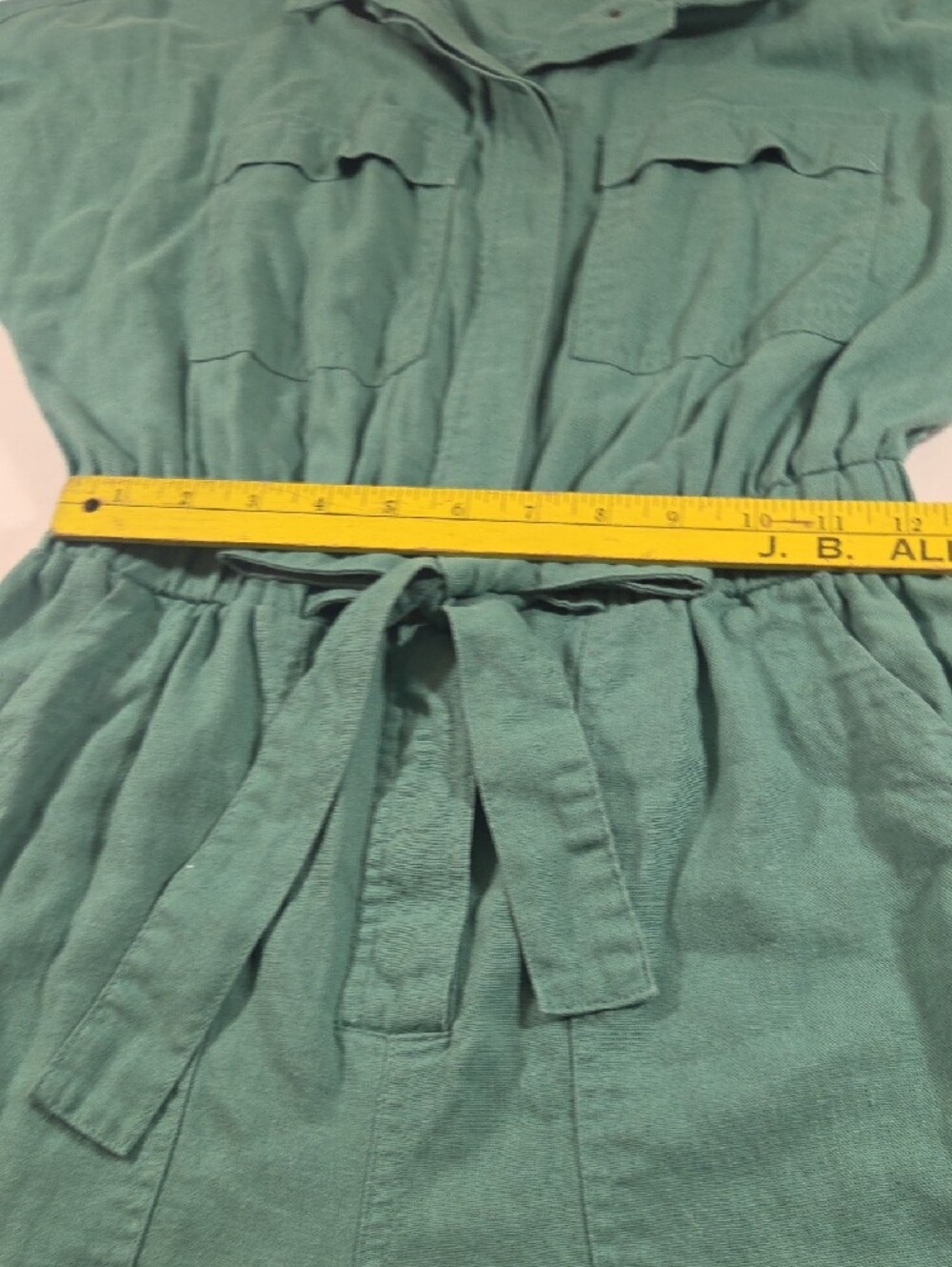 Universal Thread Casual Teal Utility Jumpsuit Tie Waist Short Sleeve Casual - Picture 6 of 10
